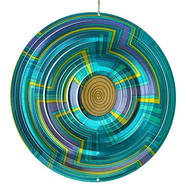 Spin Art/Cooking Vinyl Windspinner, Spin Art, RVS, Mandala, 12MSW300, Blauw, Ø30cm