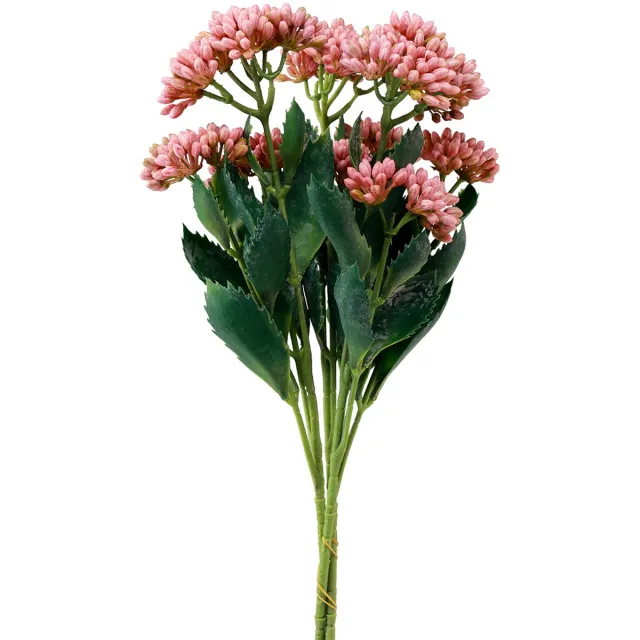 Viana Kunstvetkip Sedum Muurpeper bloeiend roze 47cm 3st