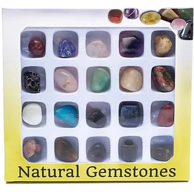 Jixxa Geschenkdoosje met 20 getrommelde edelstenen #6151 - Edelstenen cadeau setje - Edelstenen cadeau - Edelsteen cadeau Multi
