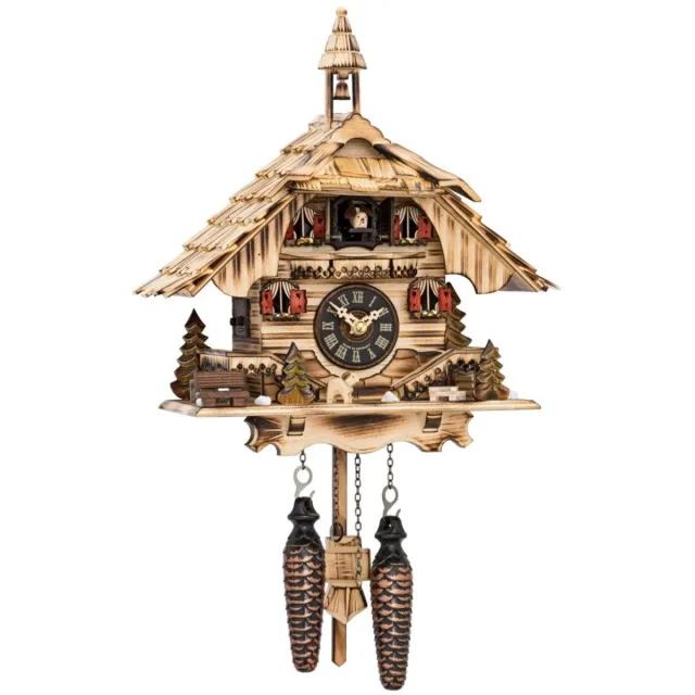 Engstler 444/22_QM - Koekoeksklok - Kwarts - Notenhout - met muziek - 31 cm Beige