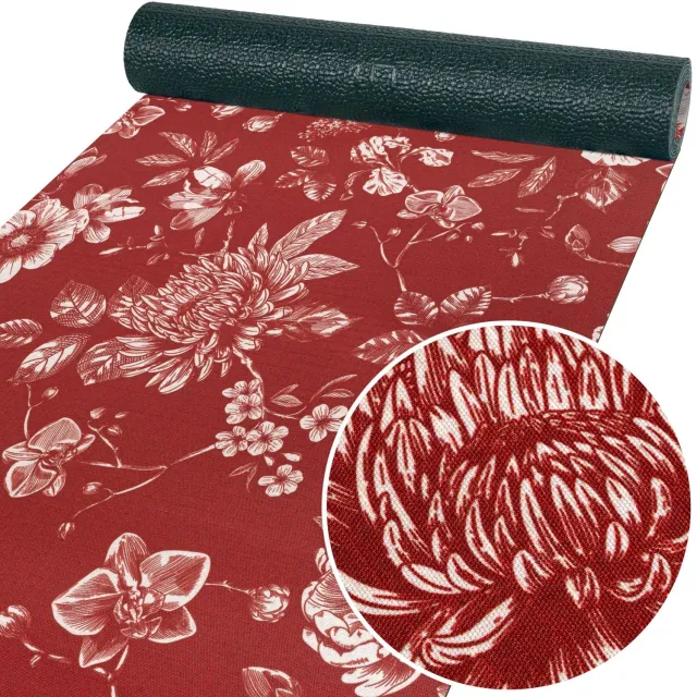 ANRO Keukenloper Velora Bloemen Rood 120x52cm – Antislip Gangloper Tapijtloper 3 mm Laagpolig