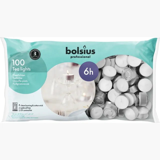 Bolsius Professional - Waxinelichten - 100 stuks per verpakking - Zak Wit gekleurd