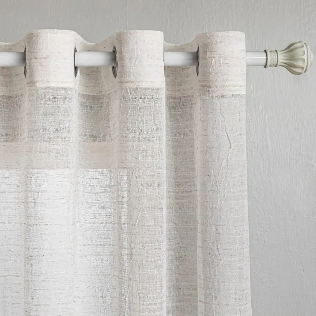 Unyqoos Stijlvolle halftransparante gordijnen met linnenlook voor woonkamer en slaapkamer Boho Beige