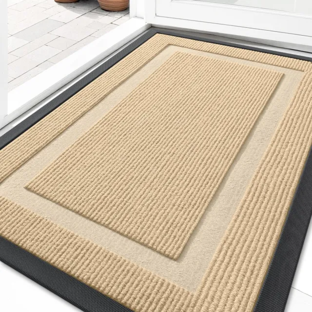 Homaxy Deurmat Binnen - Droogloopmat - Antislip Deurmat - Schoonloopmat - Wasbaar - beige - 61X91.5cm