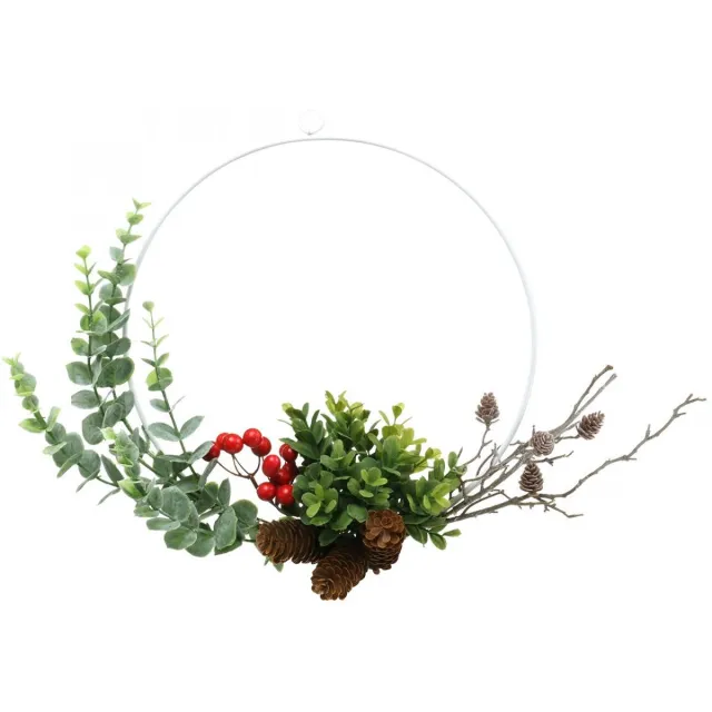 Viana Decoratieve krans eucalyptus, bessen en kegels kunstmatig Ø30cm Veelkleurig