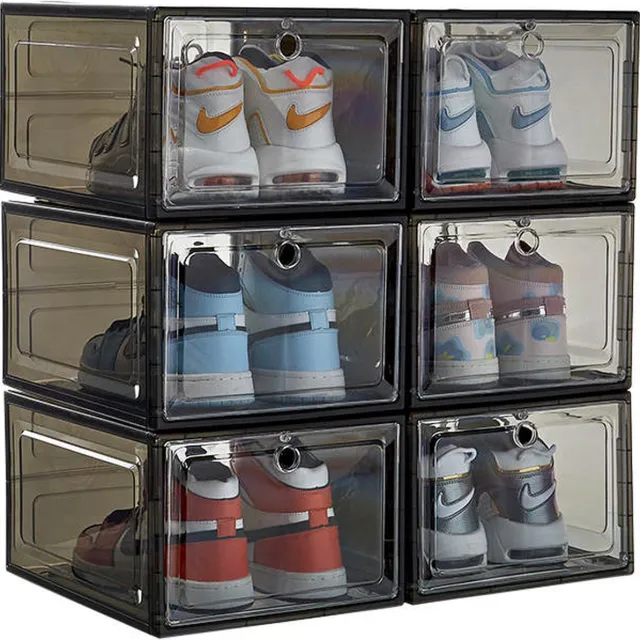 Vleugel Sneakerbox - Schoenen doos - Schoenen opbergen - Schoenen opbergbox - Magneetjes - Transparant-zwarte box - Display doos voor sneakers - 1 stuk Zwart-transparant