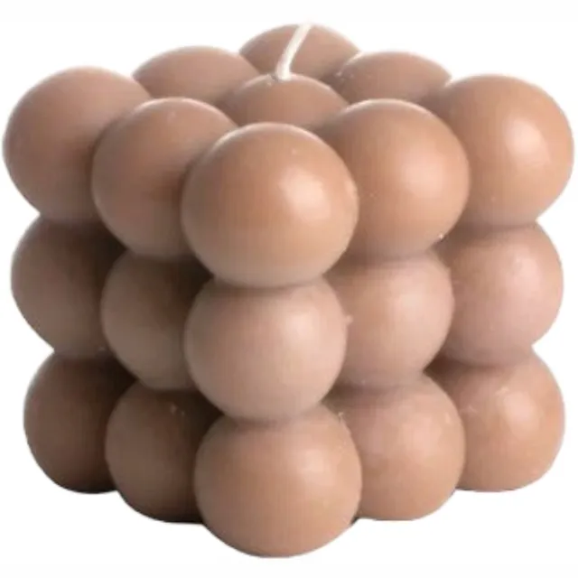 Gusta Stompkaars / Bubbelkaars Cube - Bruin - 8 x 8 cm
