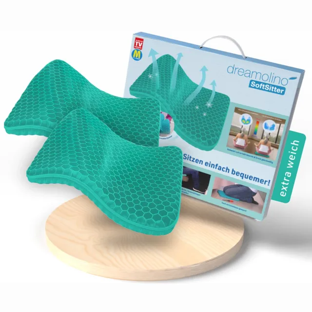 Dreamolino Soft Sitter Zitkussen – Comfortabel Gel‑Kussen met Ademend Honingraat‑Design – Drukverdelend & Atmend – Voor Stoel, Auto, Bureaustoel & Outdoor – 42×37×3,5 cm Multi