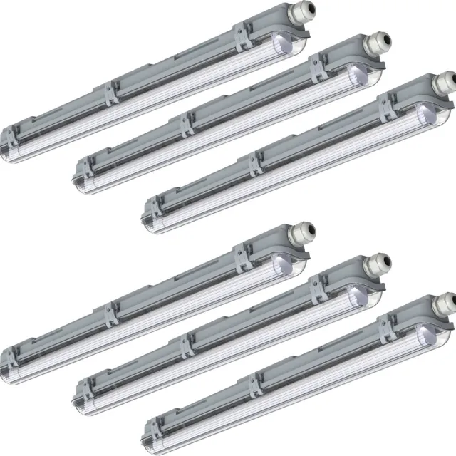 LED's light by Shada FastFix LED TL Armaturen 60 cm incl. LED TL lampen - Geschikt voor alle ruimtes - 6 stuks - Tl-buizen - Tl-armaturen - Tl-verlichting Grijs