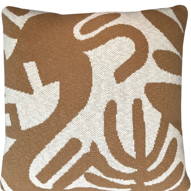 Malagoon Floral victory knitted cushion fudge Beige, Offwhite
