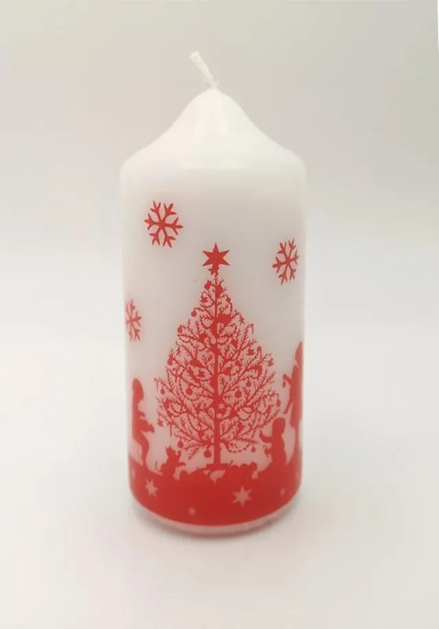 Van Licht Kerstkaars met Kerstboom wit/rood