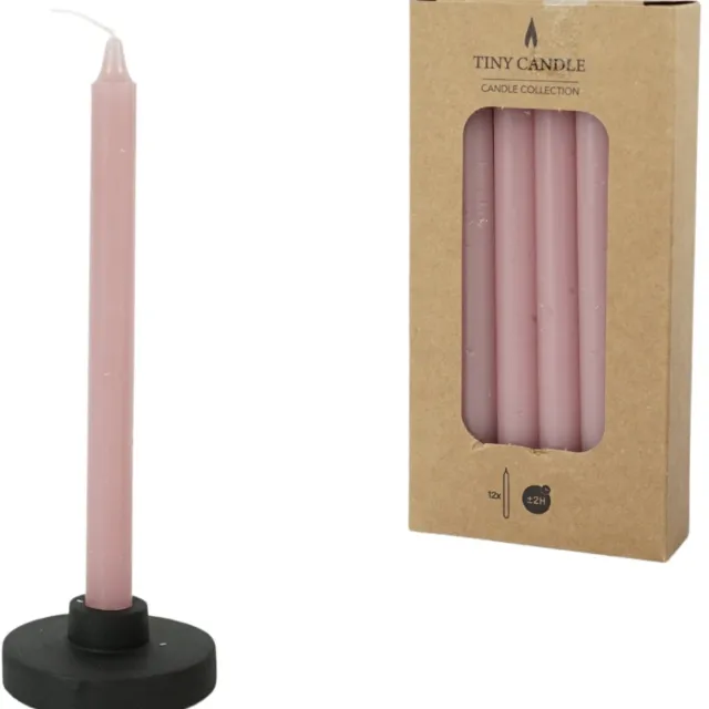 Tiny Candle kaarsen mauve 14 cm 12 stuks, doos 12 pakjes