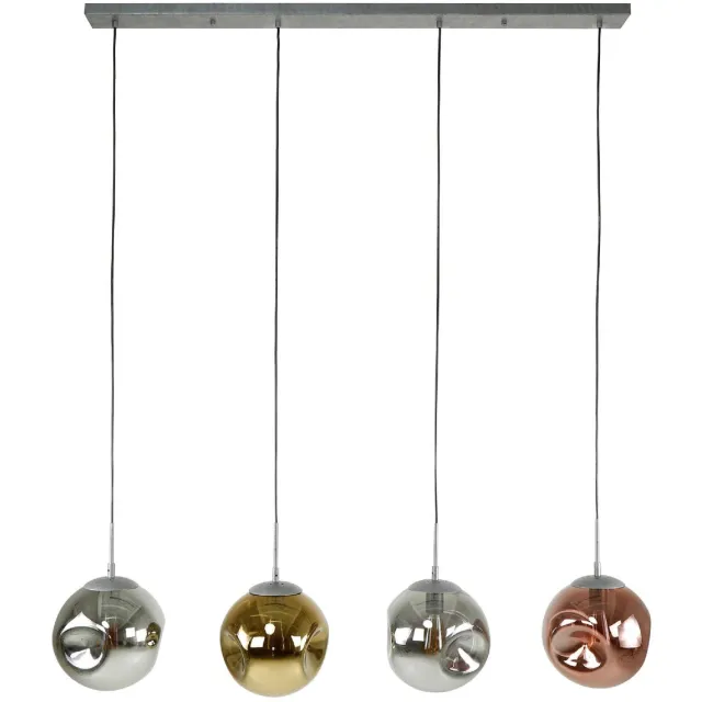 Nest of Nora Hanglamp Rina - 4-lichts eettafellamp - Oud zilver Grijs