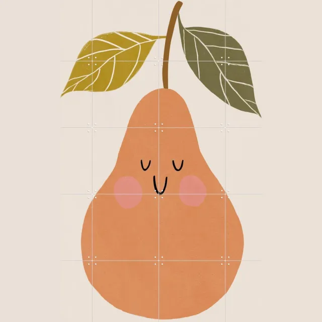 IXXI Happy Pear, Treechild & Various - 80 x 100 cm - Grote wanddecoratie en posters - Retro, Speels, Abstract, Illustraties, Cartoonesk, Babykamer Beige / Groen / Oranje