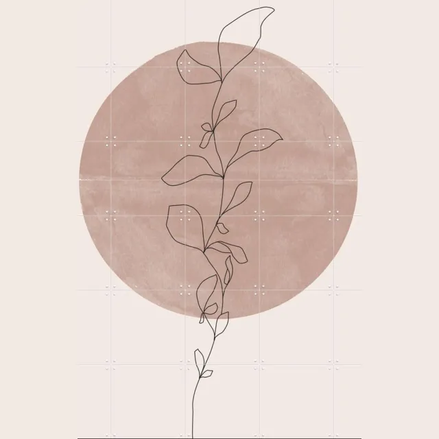 IXXI Line Flower, The Miuus Studio & Various - 100 x 140 cm - Grote wanddecoratie en posters - Line art, Minimalisme, Illustraties, Woonkamer Lichte tinten / Pastel kleuren / Beige