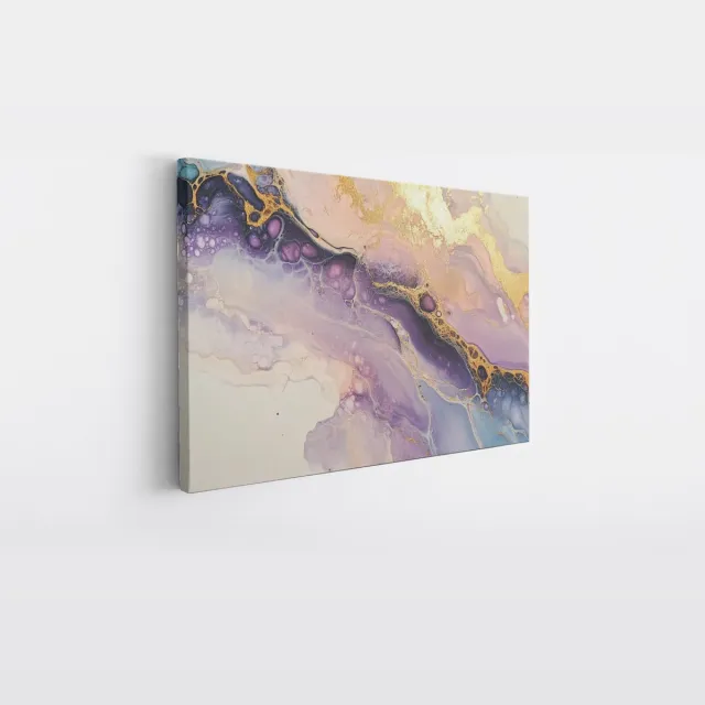 Saammp Canvas Schilderij - Marmer - Paars - Abstract kunstwerk - 150x100 - Foto op canvas - Wanddecoratie - Muurdecoratie Woonkamer - Slaapkamer decoratie - Canvas Print