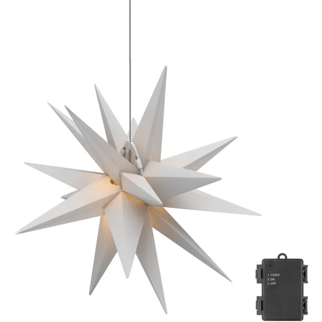 goobay LED kerstster 3D, 2 m, Ø 56 cm, op batterijen, met timer en 18 punten, warm wit (3000 K)