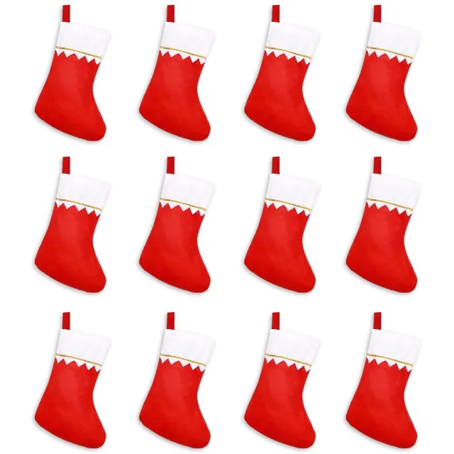 Famanu Gepersonaliseerde kerstkousen, set van 12 stuks, rood, kerstman laarzen om te vullen, grote kerstkous