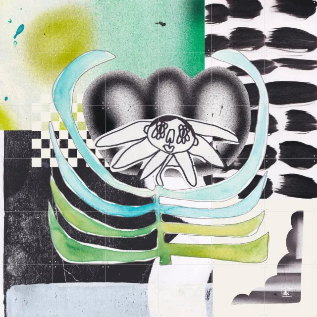 IXXI Young Spirit, Henriette Visscher - 120 x 120 cm - Grote wanddecoratie en posters - Pop art, Modern, Abstract, Digitale Kunst, Geometrische Kunst Zwart / Blauw / Groen