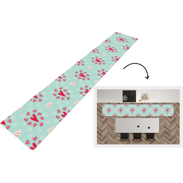 KitchenYeah Keukenloper - Keukenmat - Hartjes - Patronen - Pastel - Keuken vloerkleed Multicolor