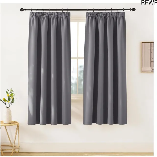 RFWR Warmte-isolerende Verduisteringsgordijnen voor Woonkamer en Slaapkamer - Modern Design, Grijs, 140B x 175H cm (2 Panelen)