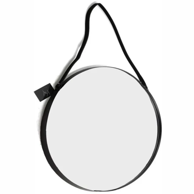 Vtw Living Industriële Wandspiegel Rond - Zwarte Metalen Rand - Spiegel 70 cm - Metaal en Glas