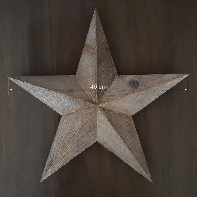 VNLR 46 cm Kerst ster - Massief oud hout - Handgemaakt - Sloophout Naturel