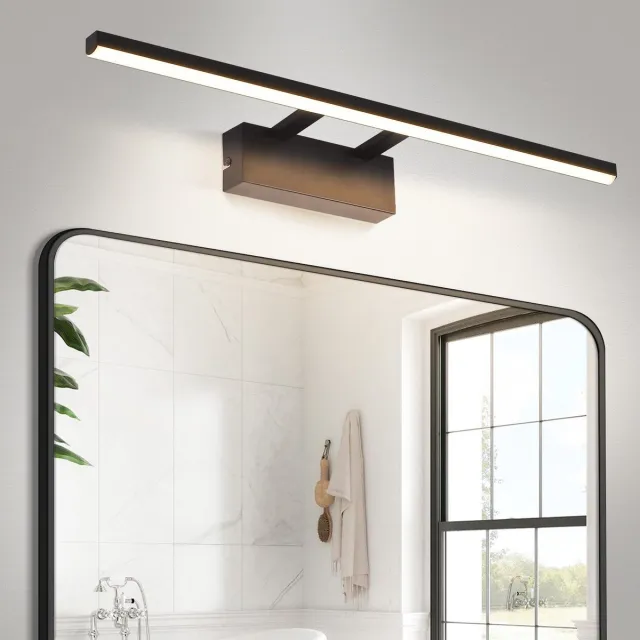 NETTLIFE Spiegellamp Badkamer - Zwart - Wandlamp LED - 13W - Modern - 60cm Spiegelverlichting - 4000K Neutraal Wit - Badkamerverlichting - voor Keuken | Hal | Portaal | Woonkamer