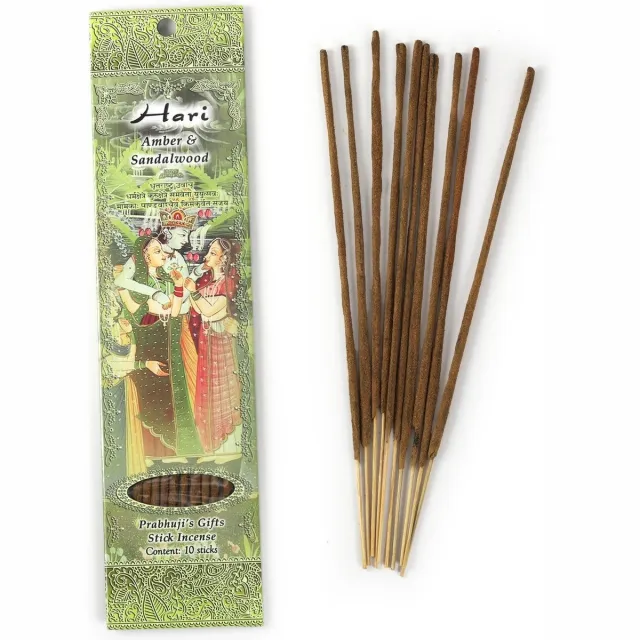 Prabhuji's Gifts Wierooksticks, handgerold, 'Hari' met amber en sandelhout, 20 sticks Bruin