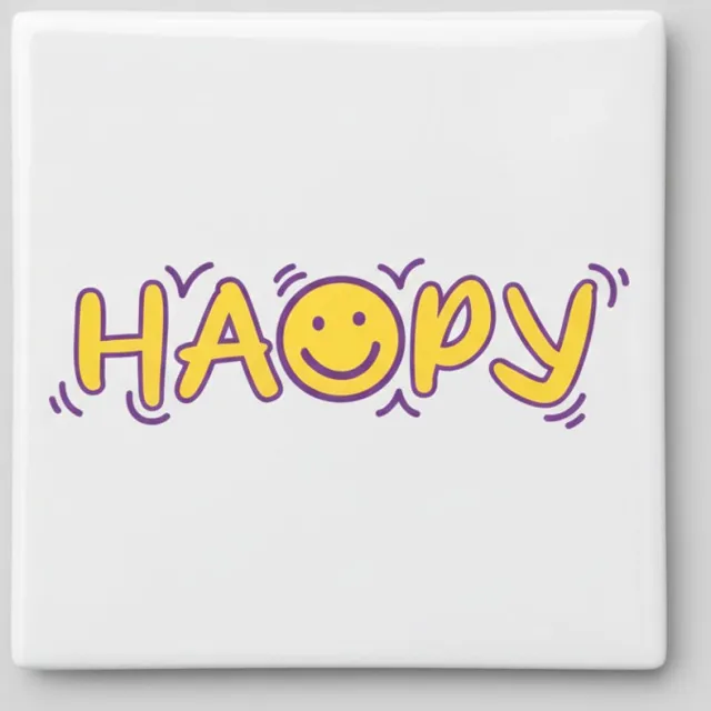 Nevolis Keramische Tegel “Happy” met Smiley – Vrolijke Decoratieve Wandtegel voor Interieur – 15 x 15 cm Multi Color