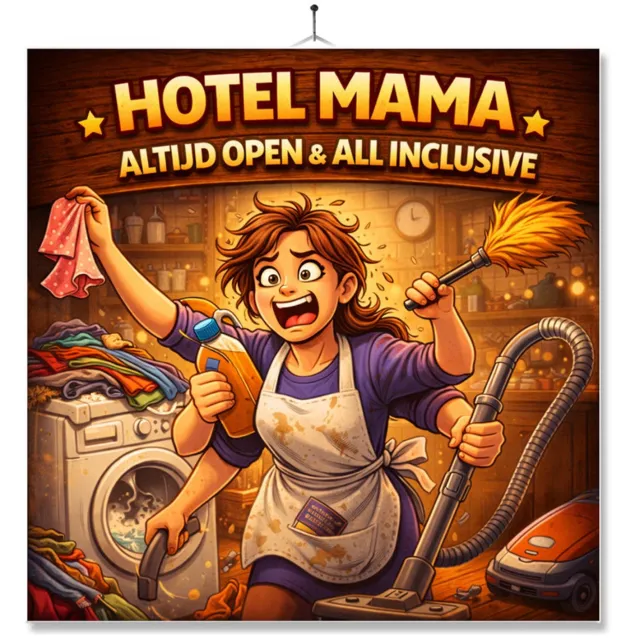 MC Living Tegel Met Opdruk | Hotel Mama | Cadeau | Inclusief Geschenkdoos | Standaard | Ophangsysteem Ontwerp 1