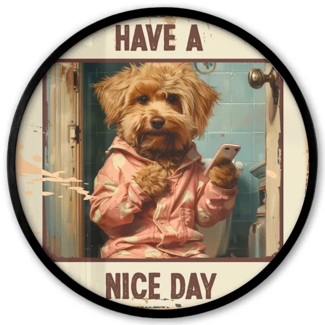 FrameYourWall Poster in lijst Rond - Fotolijst 40x40 cm - Posters - Quotes - Hond - Have a nice day - Vintage - Spreuk - Ronde posterlijst zwart - Decoratie - Wanddecoratie woonkamer - Muurdecoratie slaapkamer Hond - WC - Quote