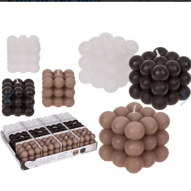 OOTB 3 stuks bubble kaars - in 3 kleuren - kerst cadeau - kaarsen - bubble - wit - zwart - bruin Wit zwart en bruin