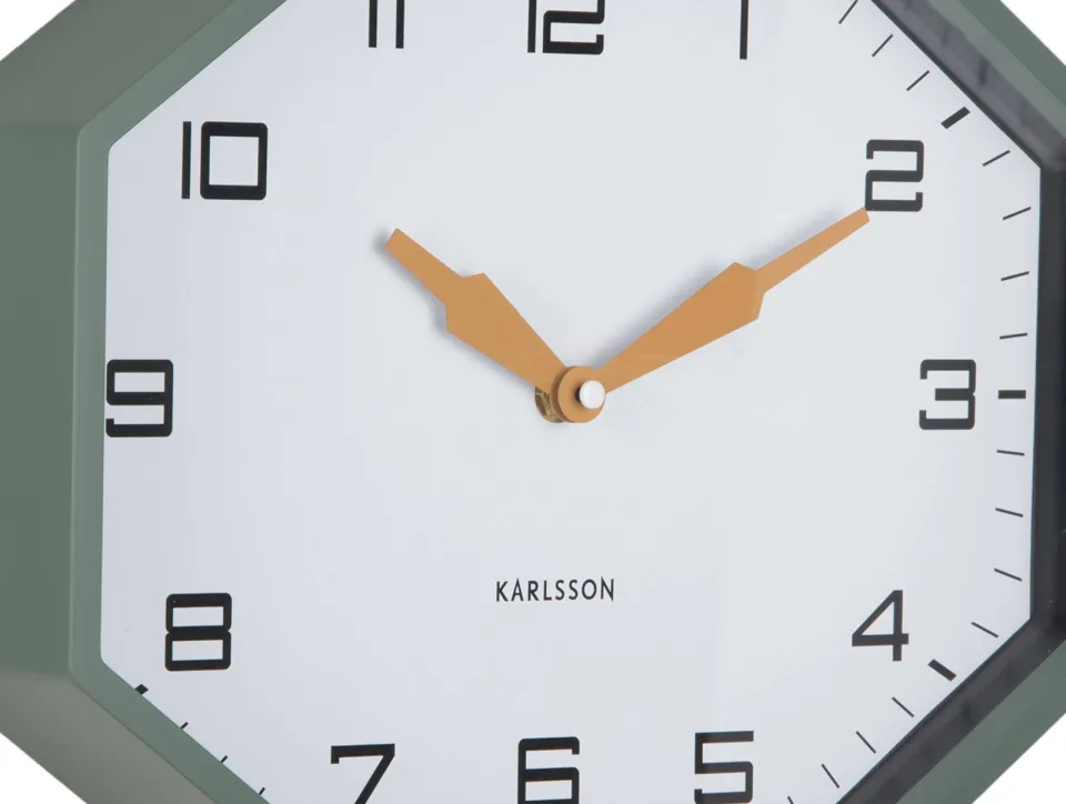Karlsson Modern Factory Octagon wandklok groen, foto 5