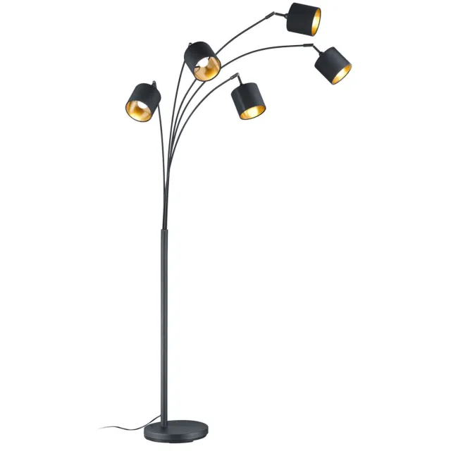 Reality TOMMY - Vloerlamp - Zwart mat - excl. 5x E14 3,5 W