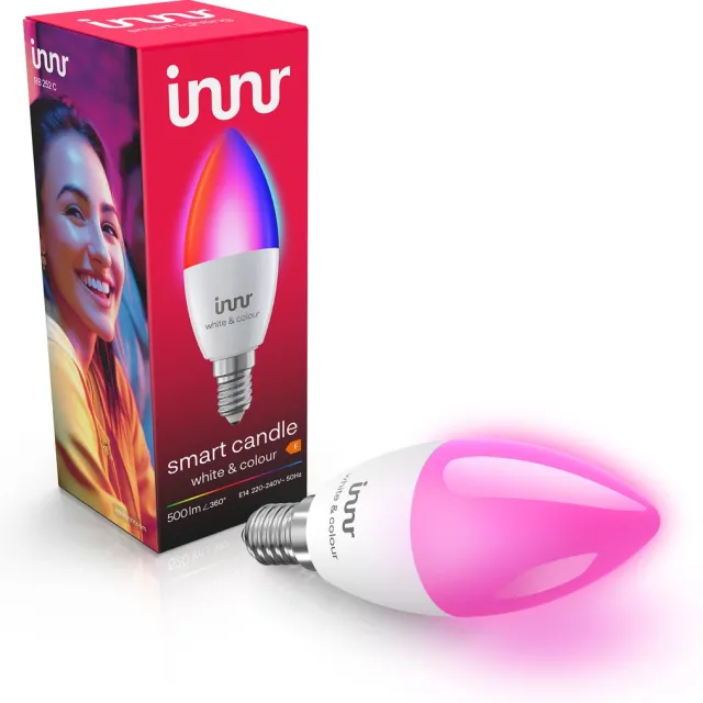 innr Smart E14 lamp - Zigbee - geschikt voor Philips Hue - LED Bulb - wit en gekleurd licht - slimme kaarslamp - ledlamp dimbaar - 500 lumen - 1 pack