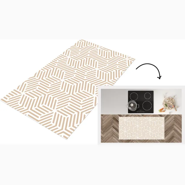 KitchenYeah Keukenloper - Loper keuken - Beige - Geometrie - Patronen - Abstract - Keukenloper vinyl Multicolor