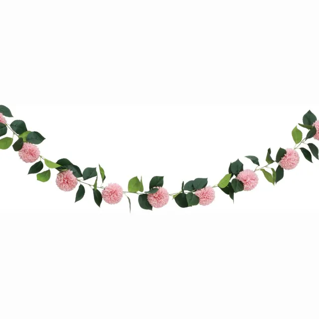 CHAKS Kunstbloem slinger dahlia's - 220 cm - roze - bruiloft versiering - guirlande - decoratie