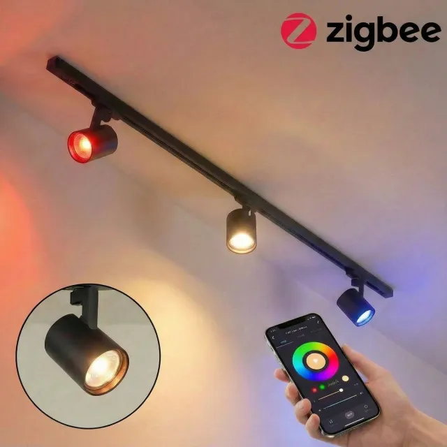 LedLoket SMART 1-fase Railverlichting | 100CM |3x Railspot PLUTO | Incl. Zigbee Spots | HUE Compatible | Zwart