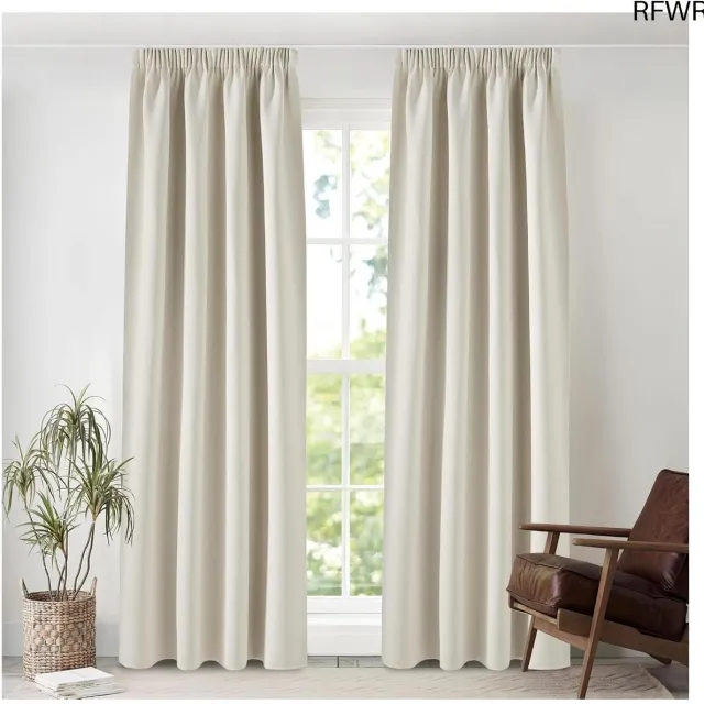 RFWR Verduisterende Gordijnen voor Woonkamer en Slaapkamer, Thermische Isolatie, 140 x 245 cm, Lichtbeige, 2 Panelen
