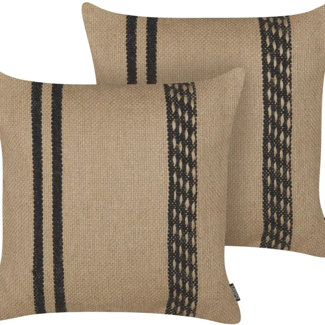 Beliani DESALIX - Sierkussen set van 2 - Beige - 45 x 45 cm - Jute