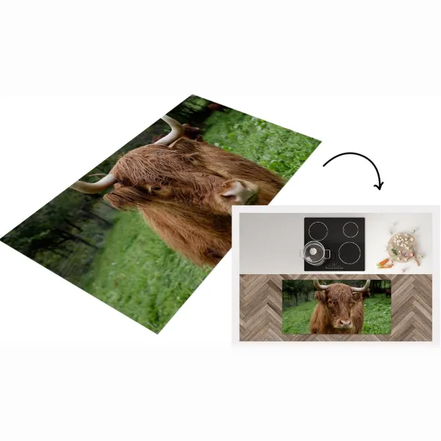 KitchenYeah Keukenloper - Loper keuken - Schotse Hooglander - Dieren - Gras - Keukenloper vinyl Multicolor