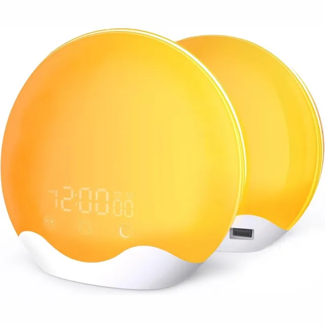 Zavira® Wake-up lights - Lichtwekker - Nachtlamp - 12 kleuren licht - Dimbaar - Wit