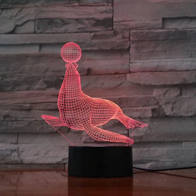 MC Living 3D Led Lamp Met Gravering - RGB 7 Kleuren - Zeehond
