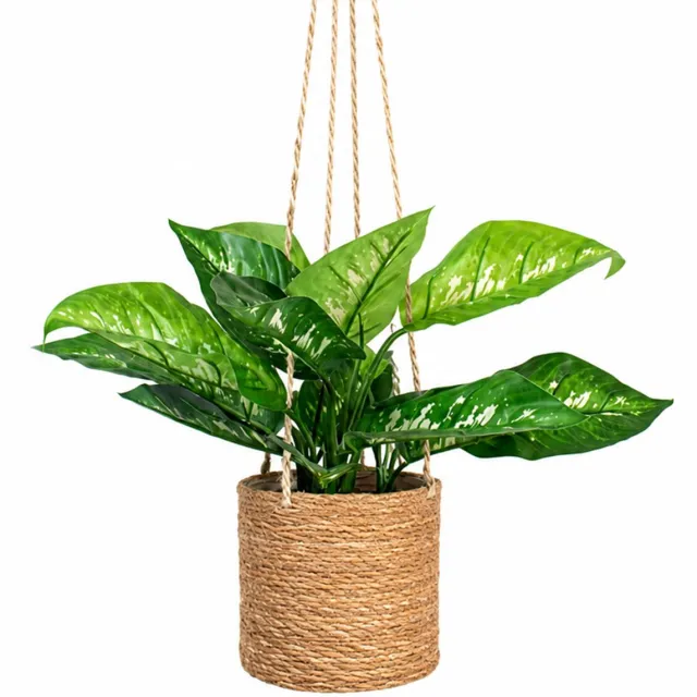 HTT Decorations Kunstplant Dieffenbachia in hangmand naturel L100cm