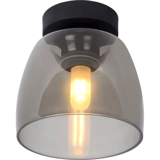 Lucide TYLER - Plafonnière (Plafondlamp) Badkamer - Ø 16,1 cm - 1xG9 - IP44 - Zwart