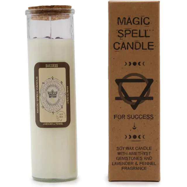 Ancient Wisdom Magic candle - Geurkaars - Succes - Lavendel & Venkel - 280g - 50 Branduren Lavendel & Succes