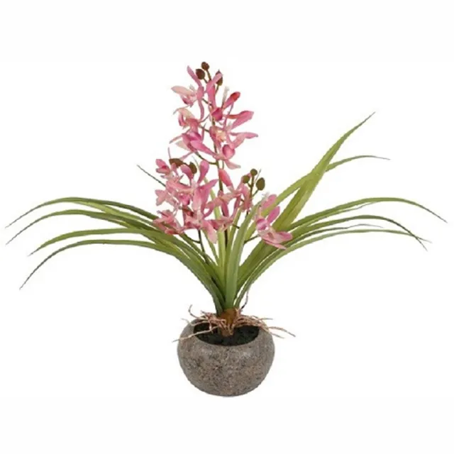 Countryfield kunstplant-orchidee-roze-37 cm hoog groen en roze