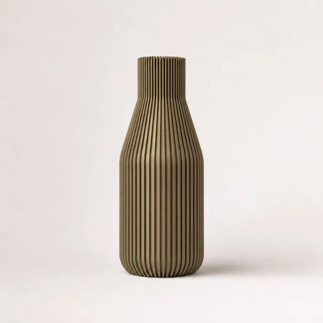 LayerMakers Waterdichte Ribbed Design Vaas - 32 cm - Brons - Japandi