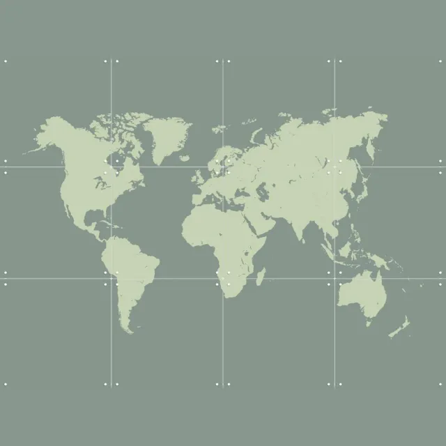 IXXI World Map olive, Kunst in Kaart - 80 x 60 cm - Grote wanddecoratie en posters - Grafisch Ontwerp, Minimalisme, Geometrische Kunst, Illustraties Pastel kleuren / Groen
